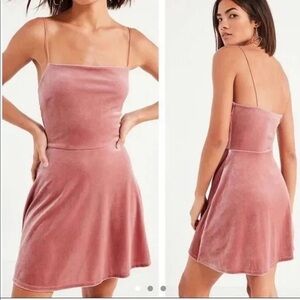 Crushed Velvet like Dusty Rose A Line Dress Urban Outfitters